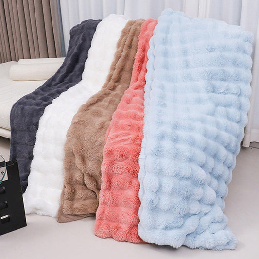 HKM-588627 Cozy Coral Fleece Nap Blanket for All Seasons - Multiple Sizes and Colors Available