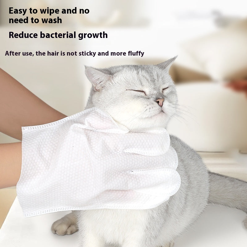 HKM-5887421 Pet Cleaning Wipes Gloves for Dogs - Deodorizing Wash-free Dry Cleaning - 6 Pack, Pink & White