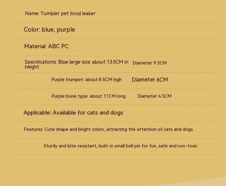 HKM-5888573 Pet Tumbler Toy for Dogs and Cats - Interactive Food Feeder with Bells, Non-Toxic and Sturdy Design