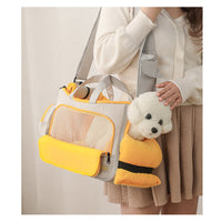 HKM-5889981 Large Capacity Soft Nylon Pet Crossbody Bag with Shoulder Strap and Poop Bag - Available in Navy Blue and Khaki