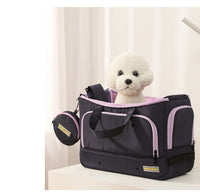 HKM-5889981 Large Capacity Soft Nylon Pet Crossbody Bag with Shoulder Strap and Poop Bag - Available in Navy Blue and Khaki