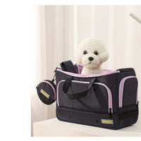 HKM-5889981 Large Capacity Soft Nylon Pet Crossbody Bag with Shoulder Strap and Poop Bag - Available in Navy Blue and Khaki