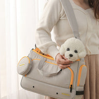 HKM-5889981 Large Capacity Soft Nylon Pet Crossbody Bag with Shoulder Strap and Poop Bag - Available in Navy Blue and Khaki