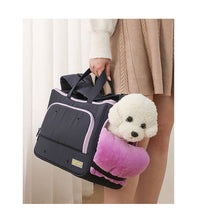 HKM-5889981 Large Capacity Soft Nylon Pet Crossbody Bag with Shoulder Strap and Poop Bag - Available in Navy Blue and Khaki