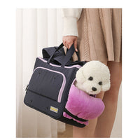 HKM-5889981 Large Capacity Soft Nylon Pet Crossbody Bag with Shoulder Strap and Poop Bag - Available in Navy Blue and Khaki