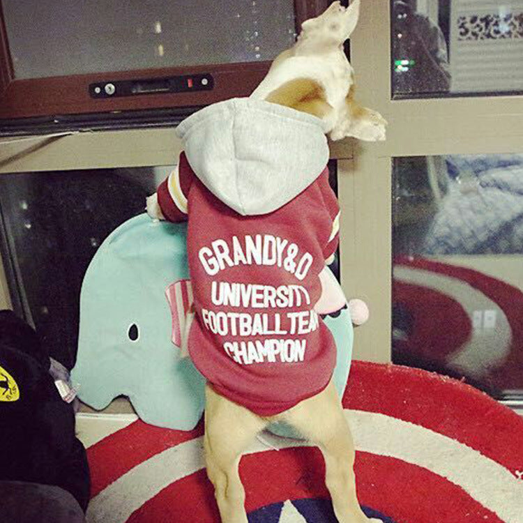 HKM-5890109 Cozy Pullover Hooded Sweater for Dogs in Red and Green, Velvet Material, Sizes XS to XXL