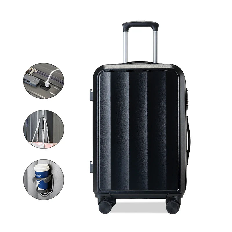 HKM-589011 Custom Hard Shell Trolley Carry-On Luggage Suitcase Travel Set