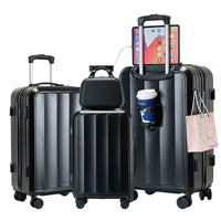 HKM-589011 Custom Hard Shell Trolley Carry-On Luggage Suitcase Travel Set