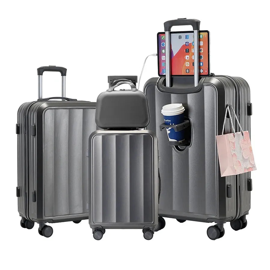 HKM-589011 Custom Hard Shell Trolley Carry-On Luggage Suitcase Travel Set