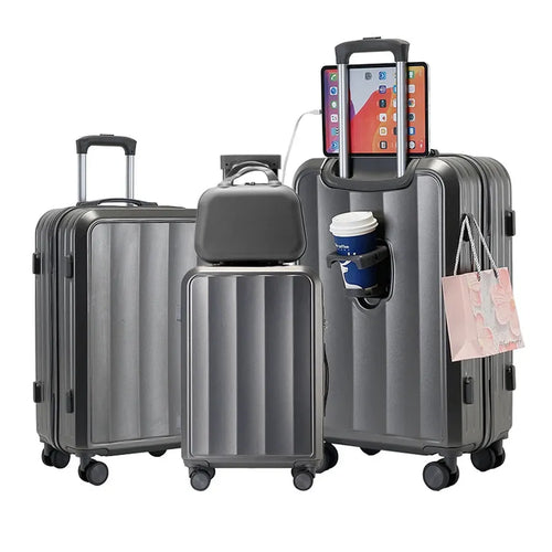 HKM-589011 Custom Hard Shell Trolley Carry-On Luggage Suitcase Travel Set