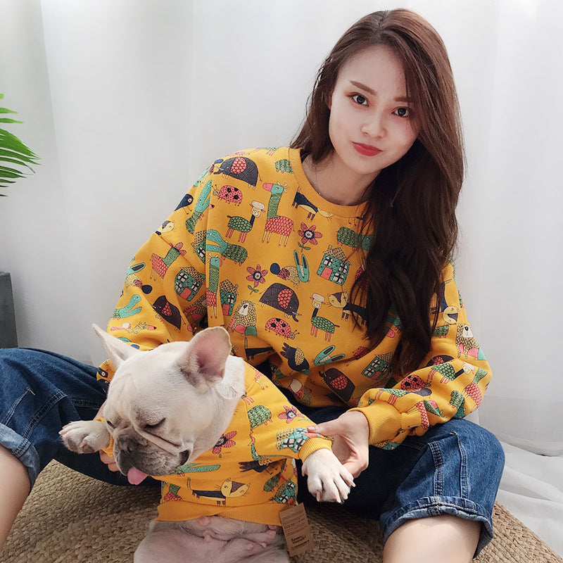 HKM-5891901 Casual Cotton Parent-Child Clothing Set for Cats and Dogs - Various Sizes Available