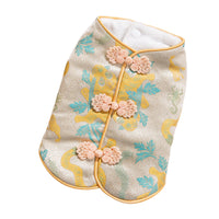 HKM-5892285 Red Floral Cheongsam Pet Vest with Knot Buttons for Lunar New Year Celebrations