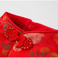 HKM-5892285 Red Floral Cheongsam Pet Vest with Knot Buttons for Lunar New Year Celebrations