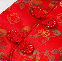 HKM-5892285 Red Floral Cheongsam Pet Vest with Knot Buttons for Lunar New Year Celebrations