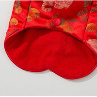 HKM-5892285 Red Floral Cheongsam Pet Vest with Knot Buttons for Lunar New Year Celebrations