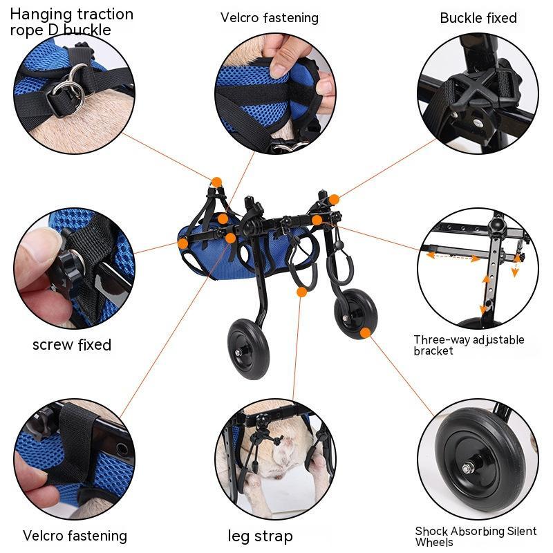 HKM-5893181 Blue Aluminum Alloy Pet Wheelchair for Disabled Dogs