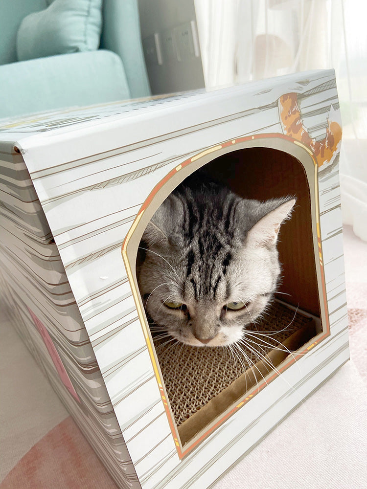 HKM-5893693 Corrugated Paper Cat Scratching Board with Nest Design for Relaxation and Play