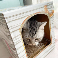 HKM-5893693 Corrugated Paper Cat Scratching Board with Nest Design for Relaxation and Play