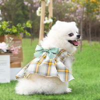 HKM-5894077 Cotton Casual Dog Walking Skirt in Rose Red and Yellow for Small to Medium Sizes