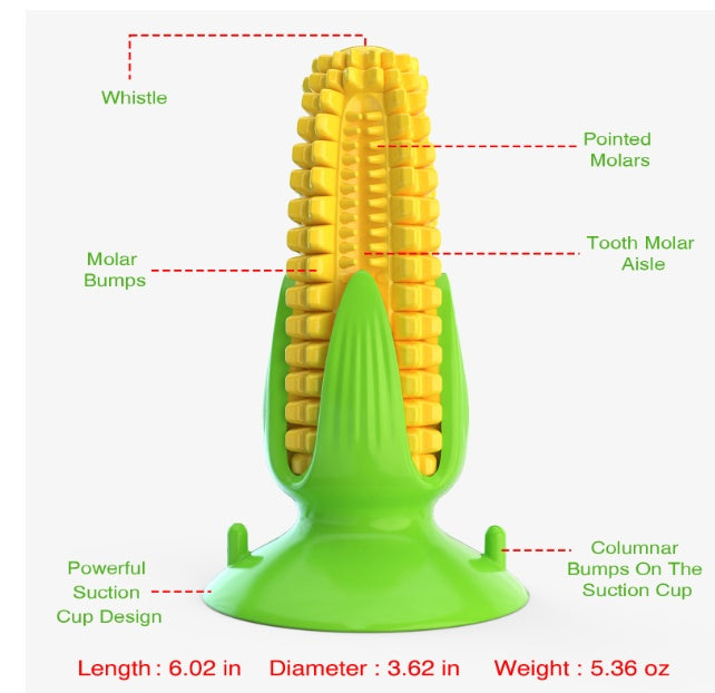 HKM-5894333 Floating Water Dog Toothbrush with Suction Cup and Sound Features - Durable TPR Corn Design