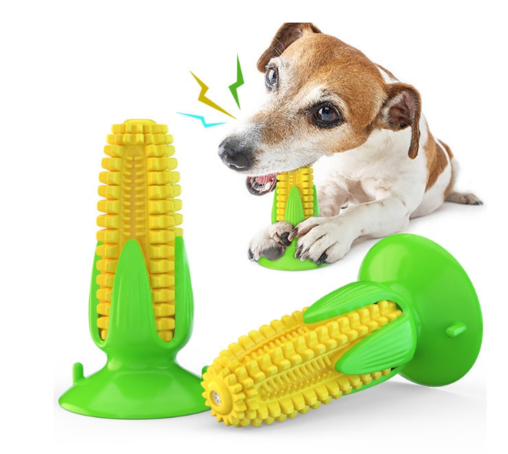 HKM-5894333 Floating Water Dog Toothbrush with Suction Cup and Sound Features - Durable TPR Corn Design