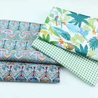 HKM-589459 Classical Landscape Cotton Fabric - Birds Among Flowers & Chaoyang Lattice Patterns, 160cm x 2M