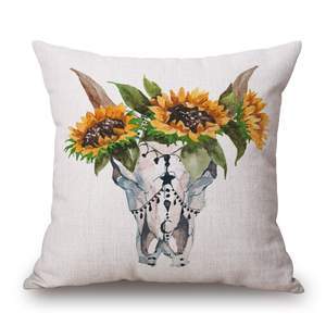HKM-589523 Flax Sunflower Plush Pillowcase - 45x45cm Animal Pattern Cushion Cover