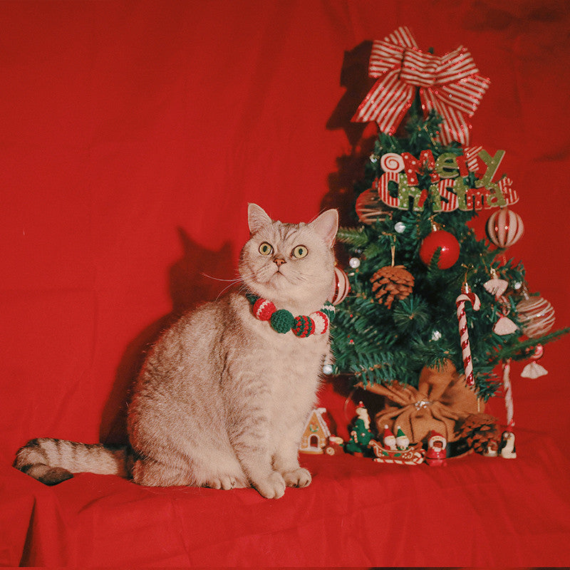 HKM-5895741 Pet Christmas Holiday Bib for Cats and Small Dogs, Polyester Material, Sizes S and M Available