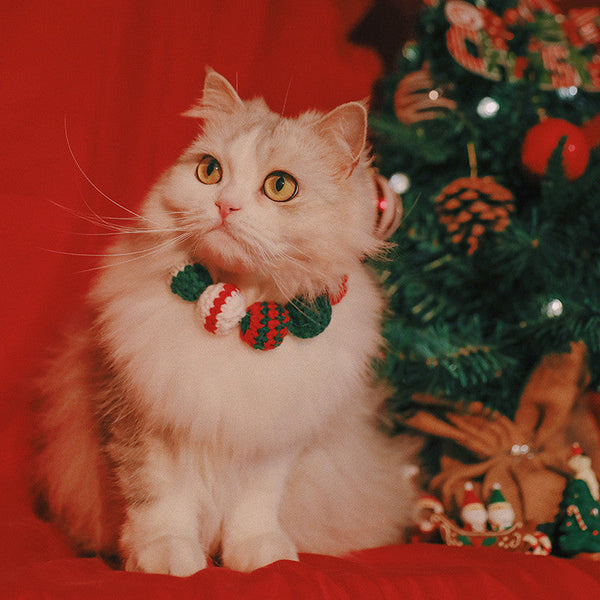 HKM-5895741 Pet Christmas Holiday Bib for Cats and Small Dogs, Polyester Material, Sizes S and M Available