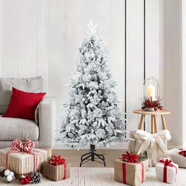 HKM-589587 Snow-Covered Artificial Christmas Tree, 150 cm, Easy Assembly, PVC & PE Materials