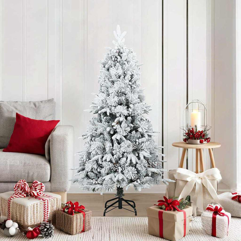 HKM-589587 Snow-Covered Artificial Christmas Tree, 150 cm, Easy Assembly, PVC & PE Materials