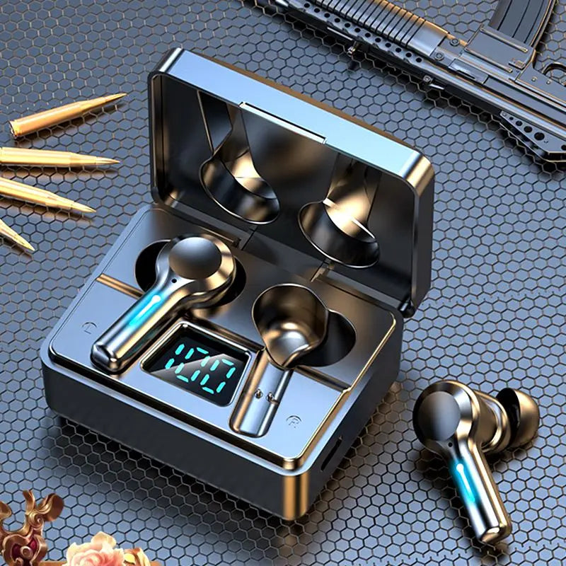 HKM-589779 TWS M37 Dual Mode Gaming Earbuds with HD Call, LED Display, Noise Reduction, and Waterproof Design