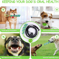 HKM-5898301 Durable Cotton Rope Tug Toy with Teether Ball for Dogs - Perfect for Indoor and Outdoor Play
