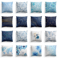 HKM-589843 Modern Minimalist Marble Texture Short Pillowcase, Super Soft Plush Cushion Cover 45x45 cm