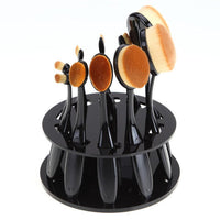 HKM-589843 Round Black Makeup Brush Holder with 10 Holes for Easy Storage