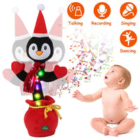 HKM-589907 Interactive Plush Dance Toy - Penguin or Elk Design, Singing, Recording, Light-Up Christmas Decor