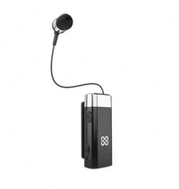 HKM-589971 Retractable Clip-On Headset with Bluetooth, Noise-Cancelling Microphone, and LED Battery Display