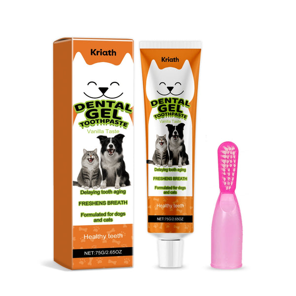 HKM-5901117 Vanilla Flavored Pet Toothpaste Care Set with Toothbrush for Dental Health