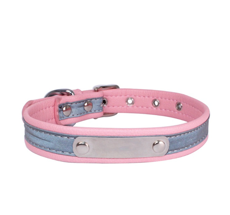 HKM-5901245 Comfortable Microfiber Anti-Lost Dog Collar with Stainless Steel Iron Lettering - Adjustable Sizes Available