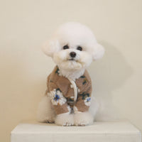 HKM-5901629 Warm Lamb Wool Flower Pet Vest Jacket for Dogs - Sleeveless Cardigan in Multiple Sizes