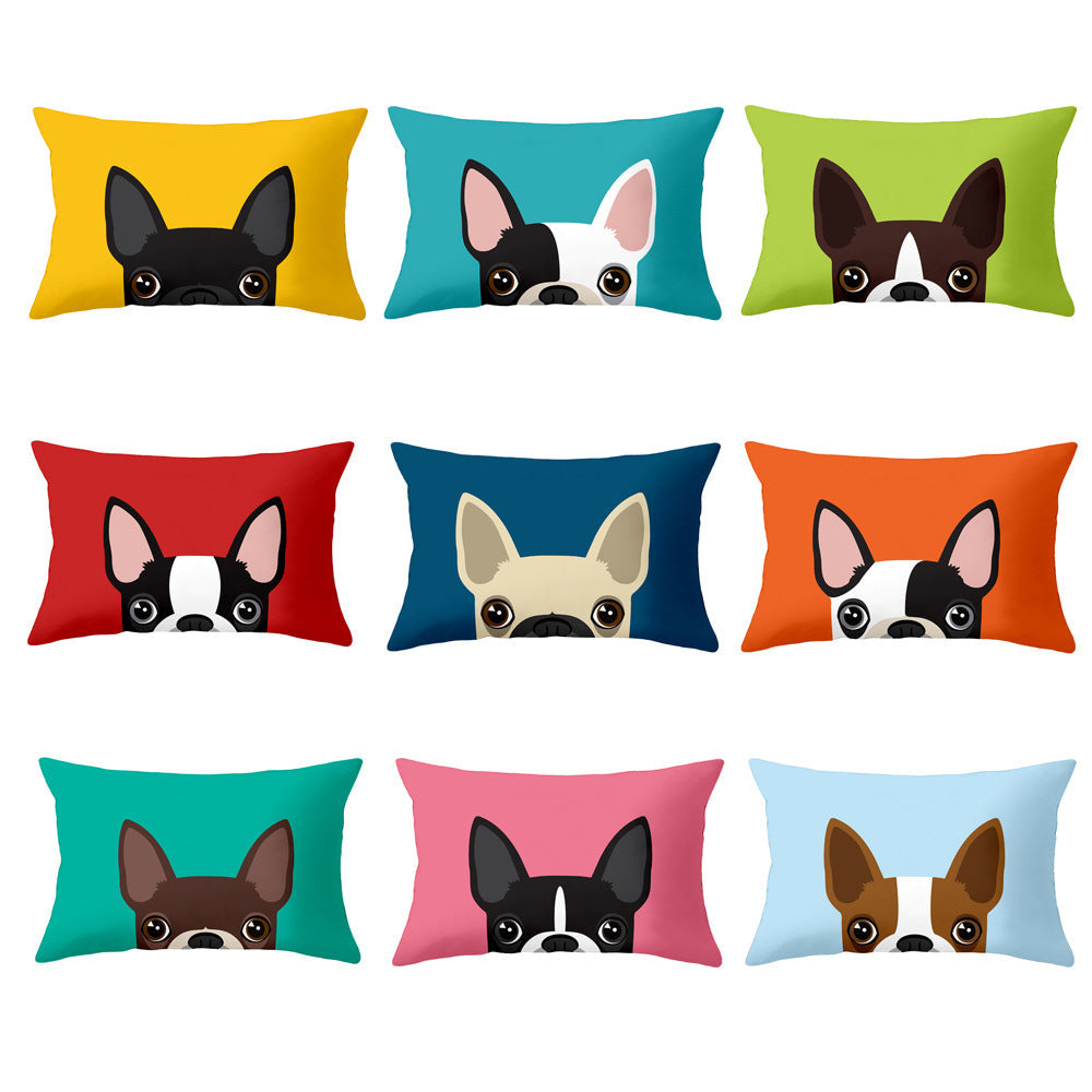 HKM-590163 Cartoon Dog Head Plush Rectangular Pillowcase for Home and Kids