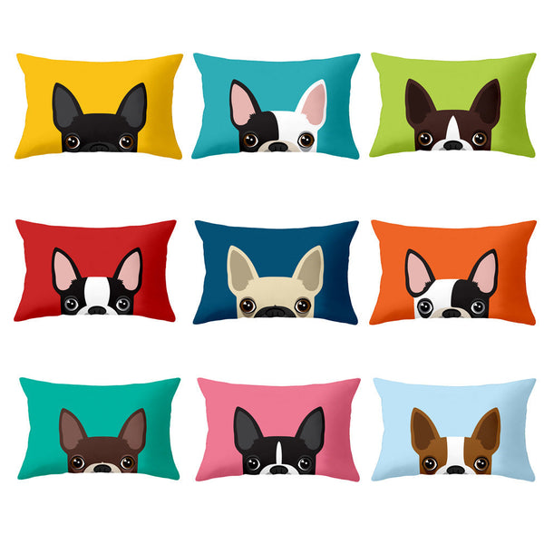 HKM-590163 Cartoon Dog Head Plush Rectangular Pillowcase for Home and Kids