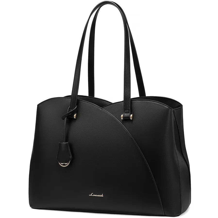 HKM-590163 Vegan Leather Women's Shoulder Bag 15.6 Inch Stylish Tote Handbag