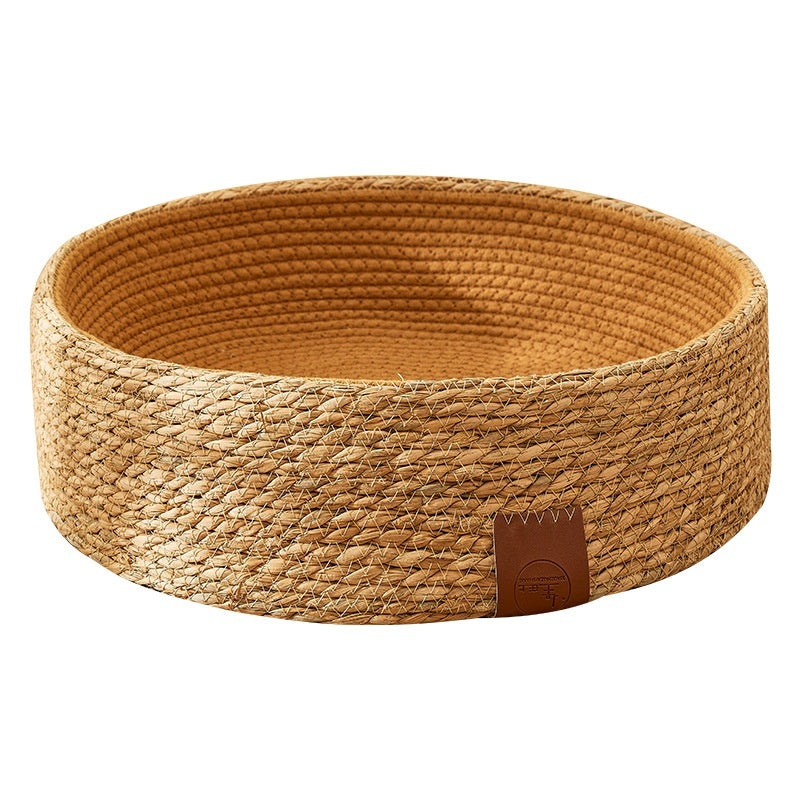 HKM-5902909 Integrated PE Rattan Cat Scratch Board and Bed – Wear-Resistant Design in Dark Green and Brown, Multiple Sizes Available