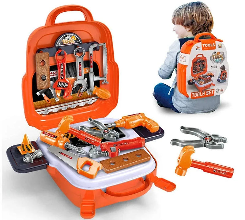 HKM-590291 Kids Tool Set - 22PCS Mini Tool Toy for Pretend Play, Ages 2-9, Plastic, Educational Fun