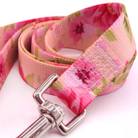 HKM-5903037 Pastoral Style Pink Floral Print Pet Leash in Durable Polyester