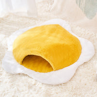 HKM-5903293 Cozy Plush Cat Sleeping Bag in Poached Egg Shape for Winter Warmth