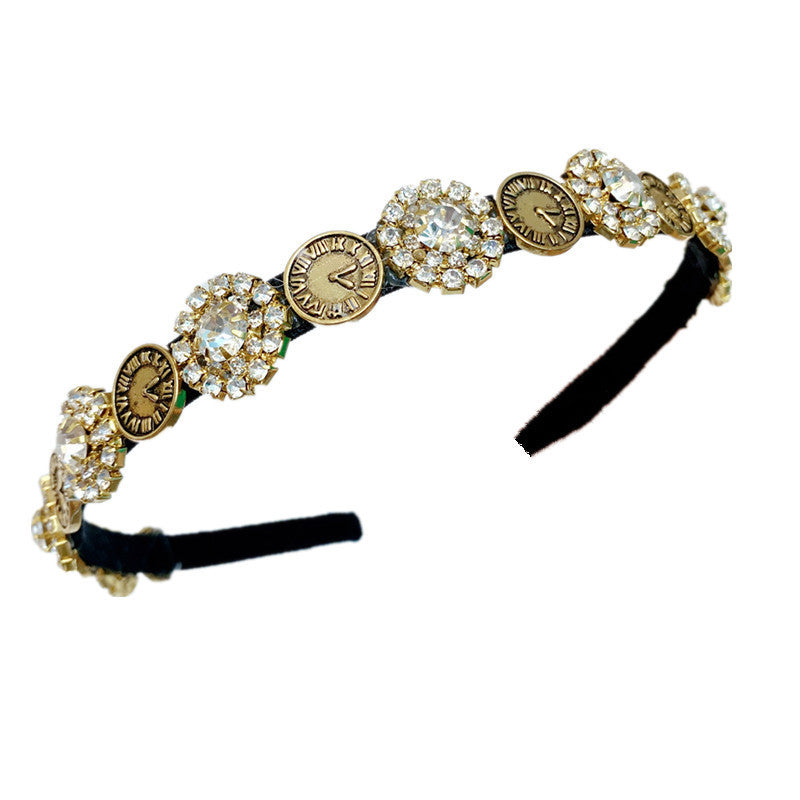 HKM-590355 Elegant U-Shaped Hair Band with Diamond and Pearl Accent