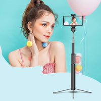 HKM-590483 Multi-Function Aluminum Alloy Selfie Stick with Bluetooth Remote Control