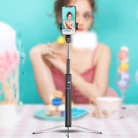 HKM-590483 Multi-Function Aluminum Alloy Selfie Stick with Bluetooth Remote Control